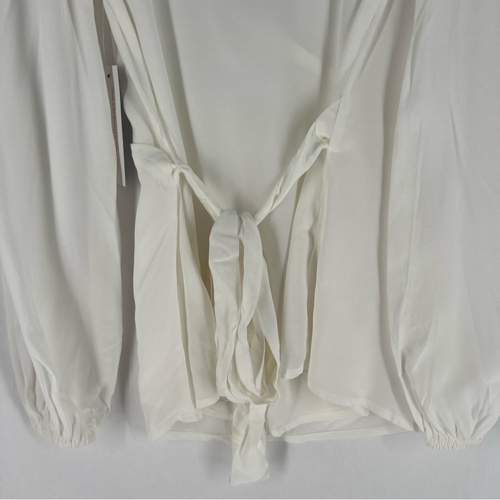 Modcloth Ivory Draped Blouse Long Sleeve Wrap Blouse NWT Size S - Picture 10 of 15